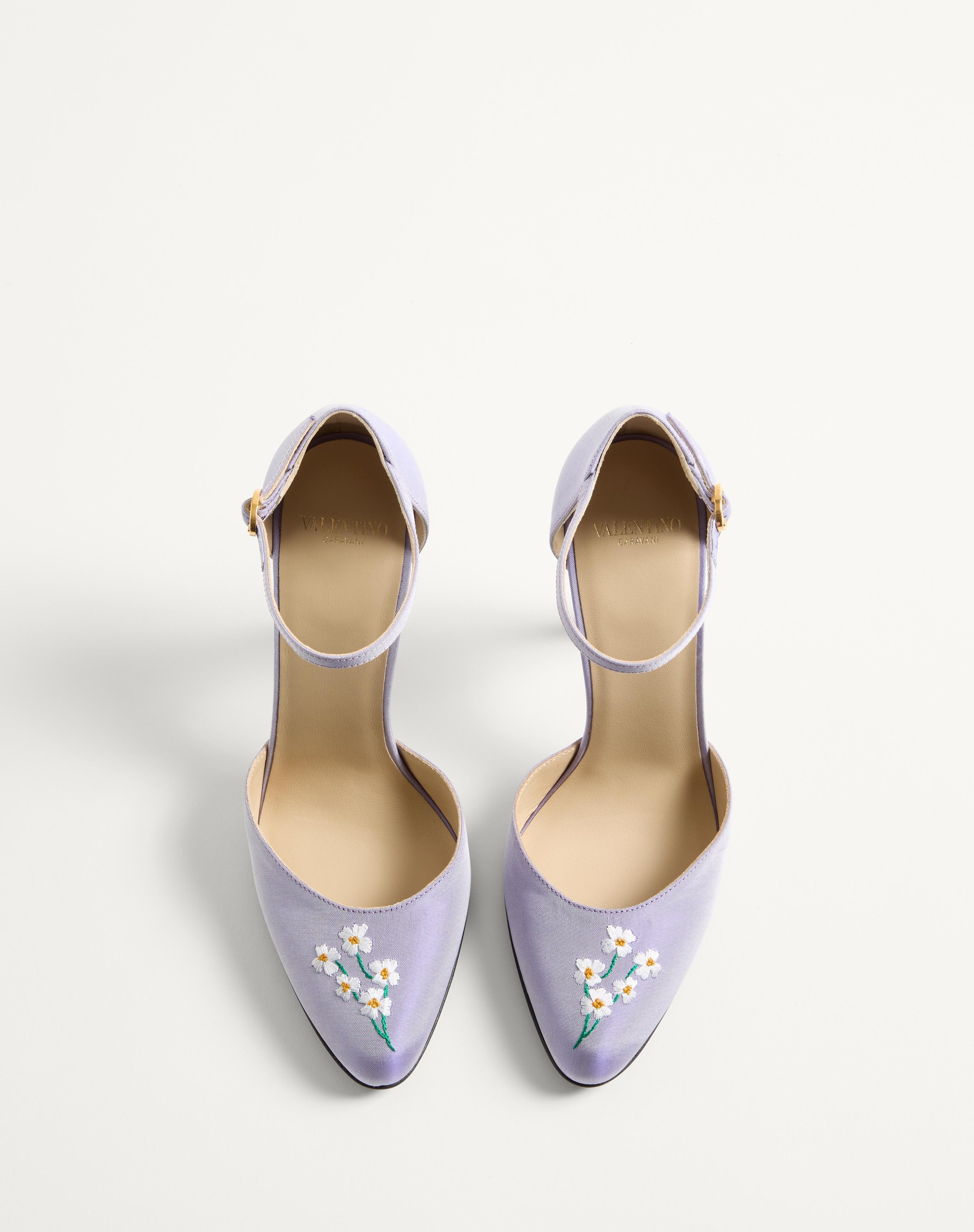 HI DOLLY FABRIC PUMPS WITH FLORAL EMBROIDERY 105MM - 4