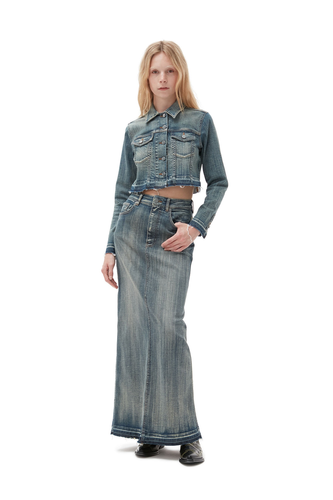 TINT EDGE DENIM MAXI SKIRT - 3