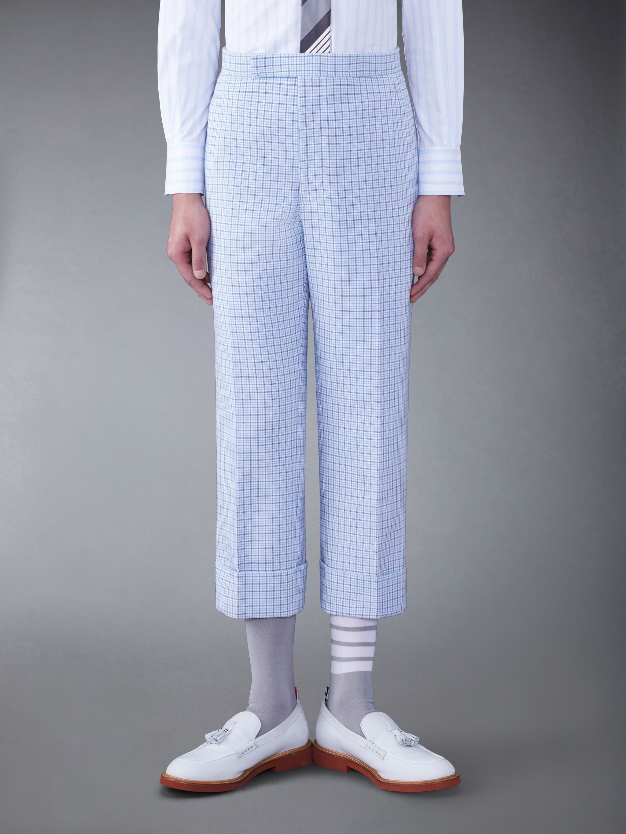 Backstrap-detail checked tailored trousers - 1