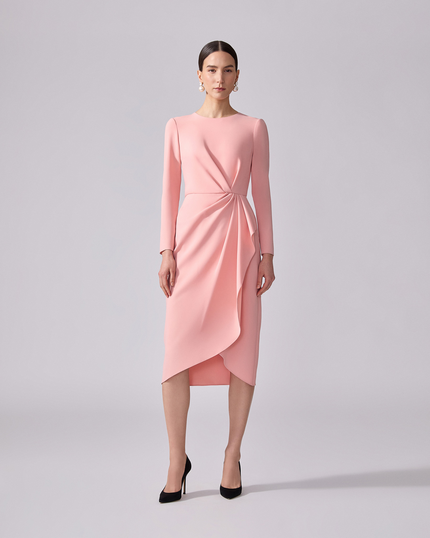 Sheath Dress With Side Drape - 2