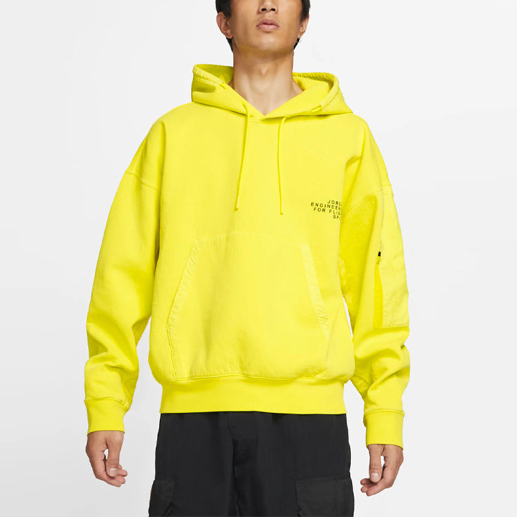 Air Jordan 23 Engineered Casual Sports Hooded Knitted Printed Sweater For Men Yellow CV2768-731 - 4
