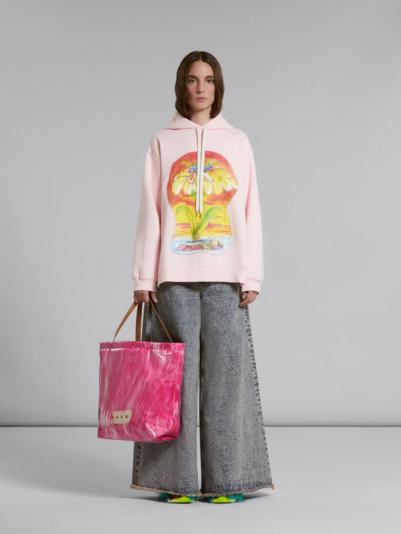 Marni FUCHSIA COATED FAUX FUR TOTE outlook