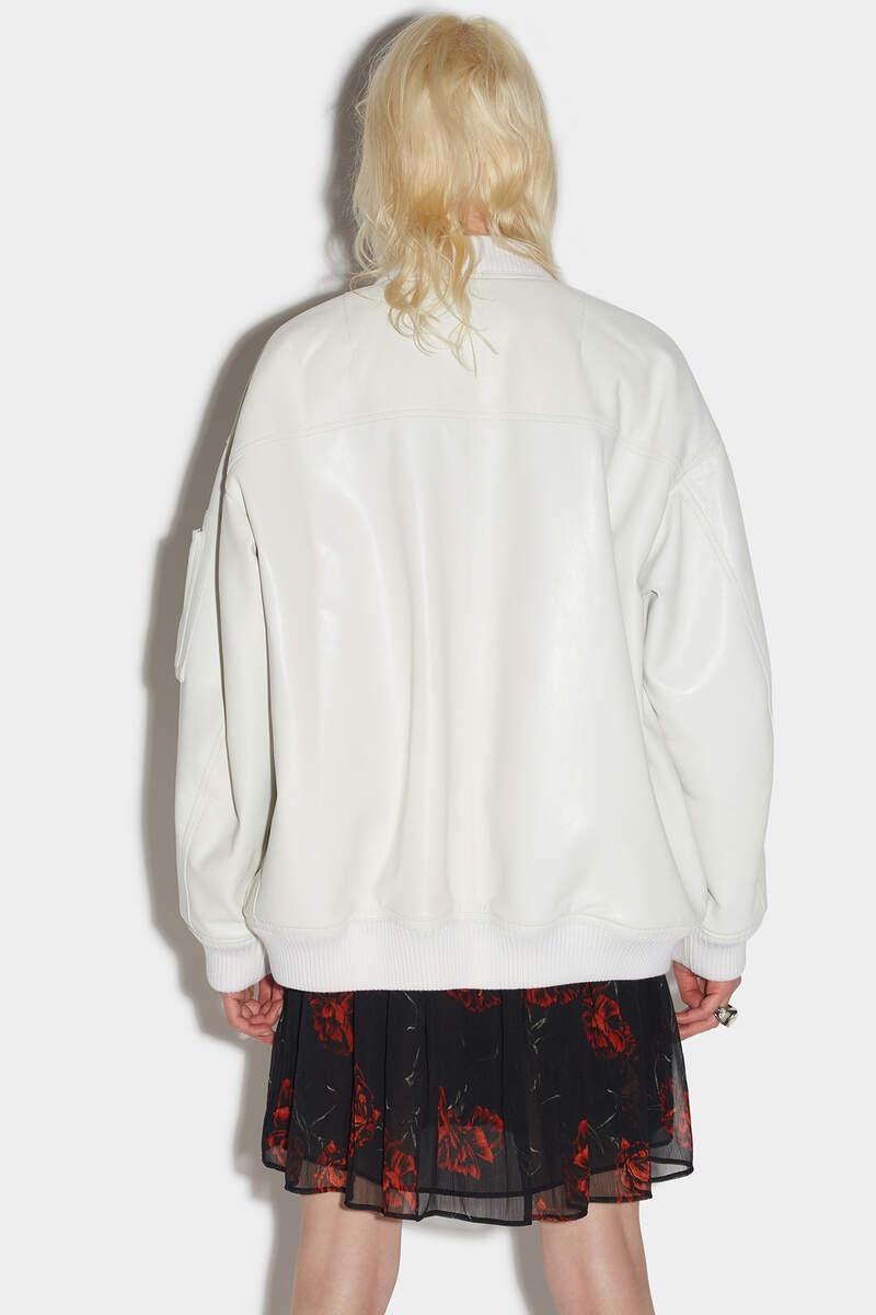 LEATHER OVER BOMBER JACKET - 2