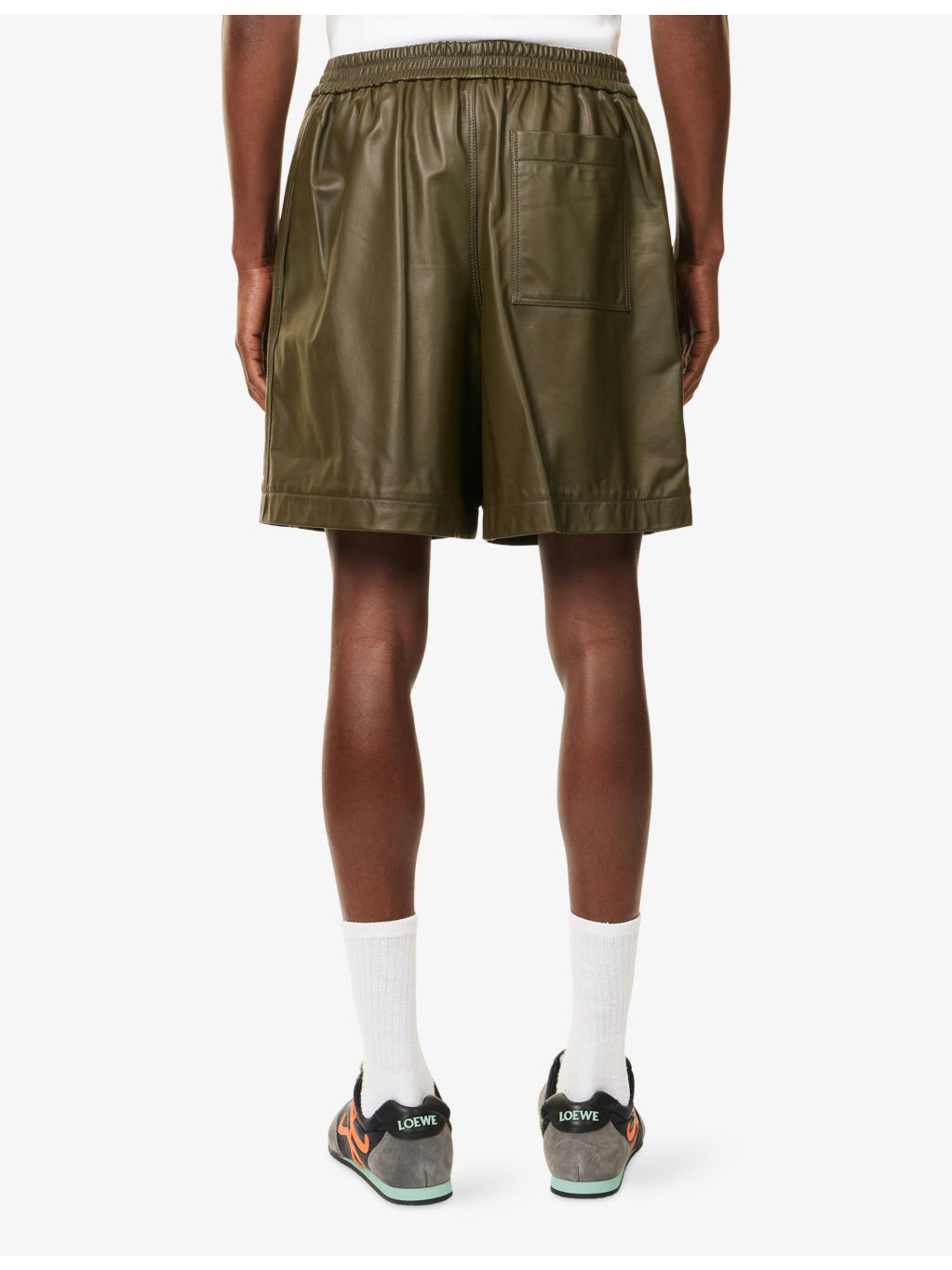 Monogram Relaxed-Fit Leather Shorts - 4