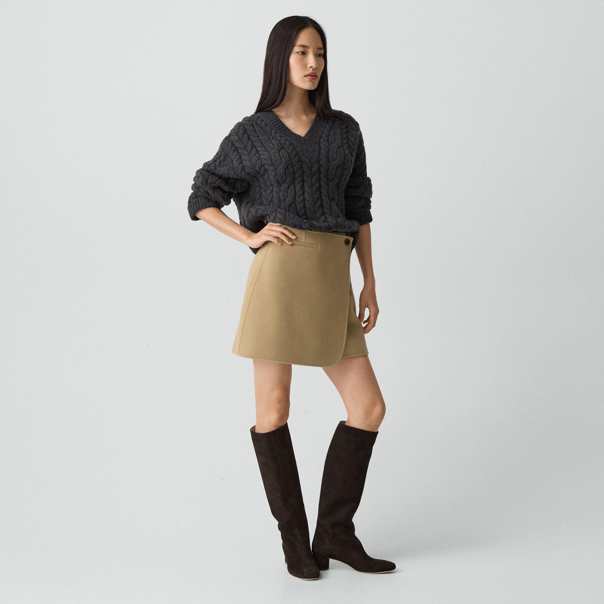 Wrap Skirt in Double-Face Wool-Cashmere - 3
