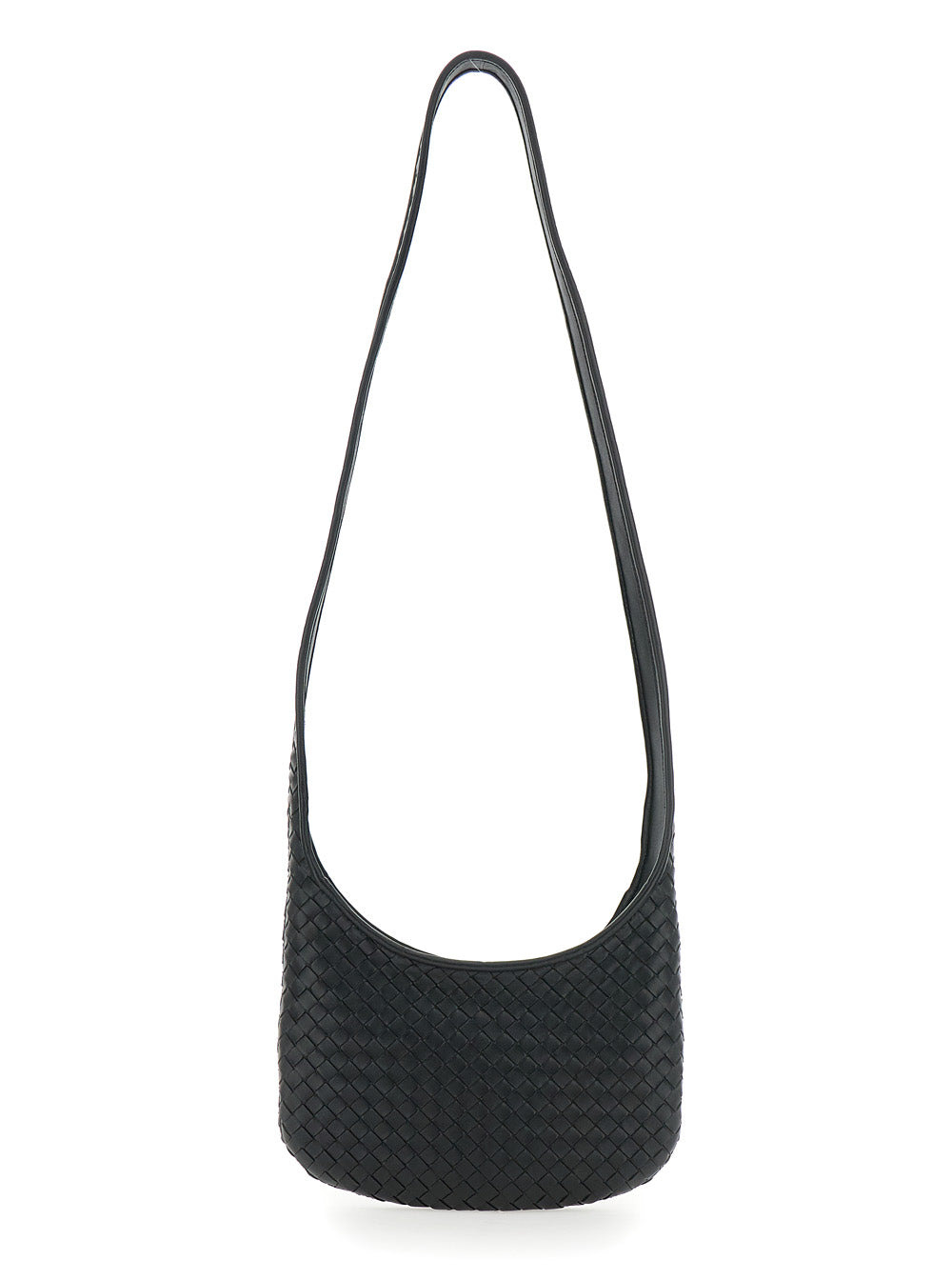 Bottega Veneta Men 'Veneto' Black Shoulder Bag With Fixed Shoulder Strap And All-Over Intrecciato Mo - 5