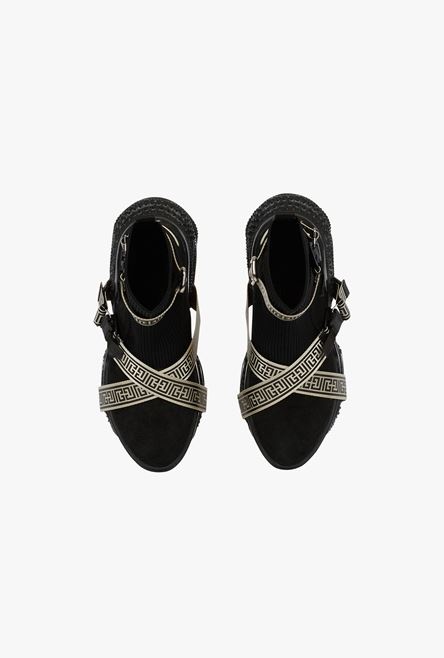 Black knit and suede B-Bold sneakers with straps - 4