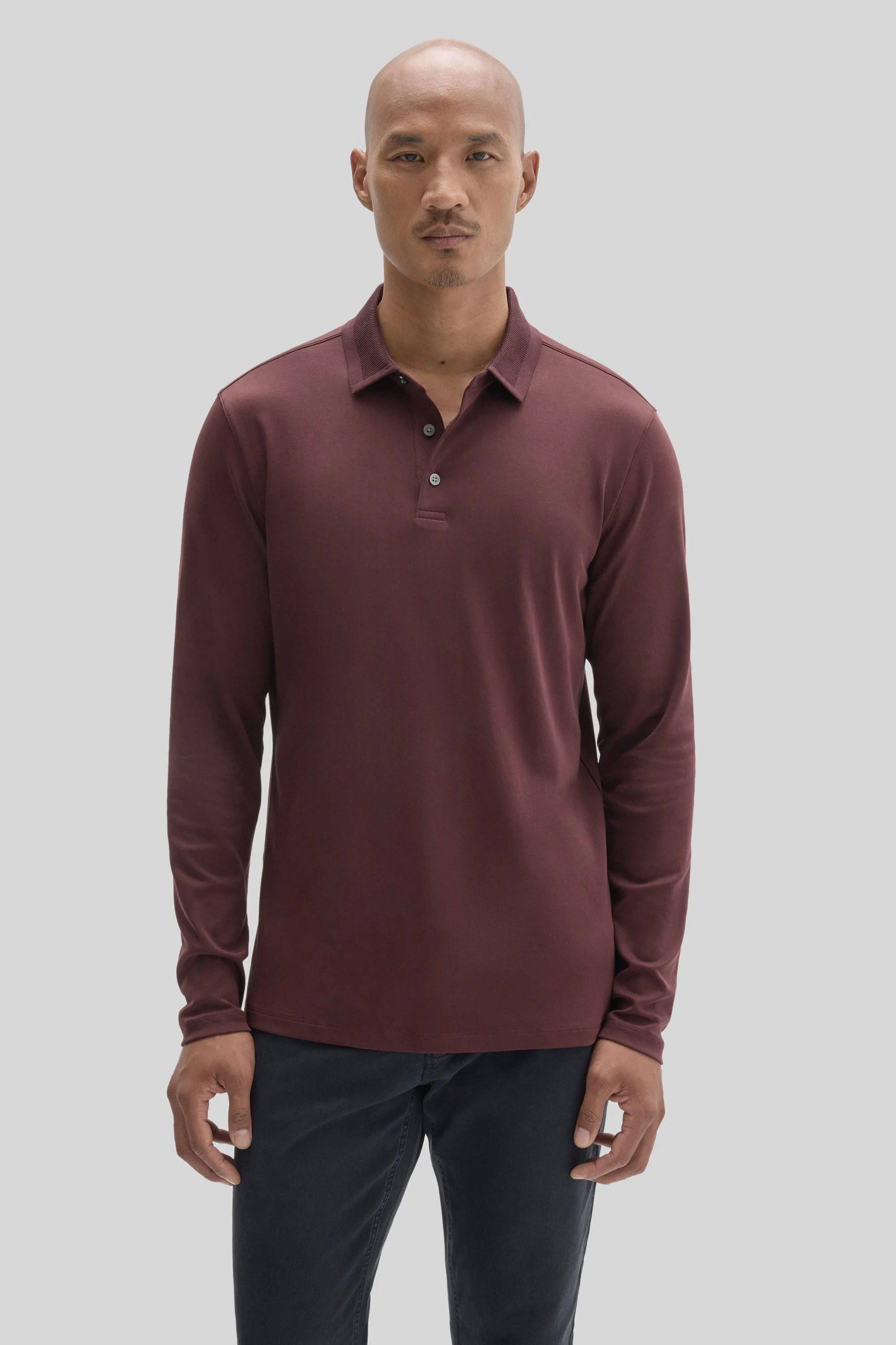 The Barakett Long Sleeve Textured Collar Polo - 1