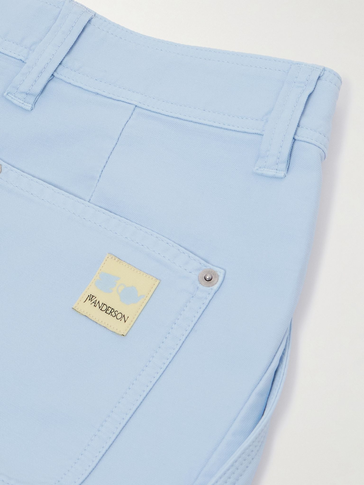 Pleated cotton-twill barrel-leg pants Light blue - 6