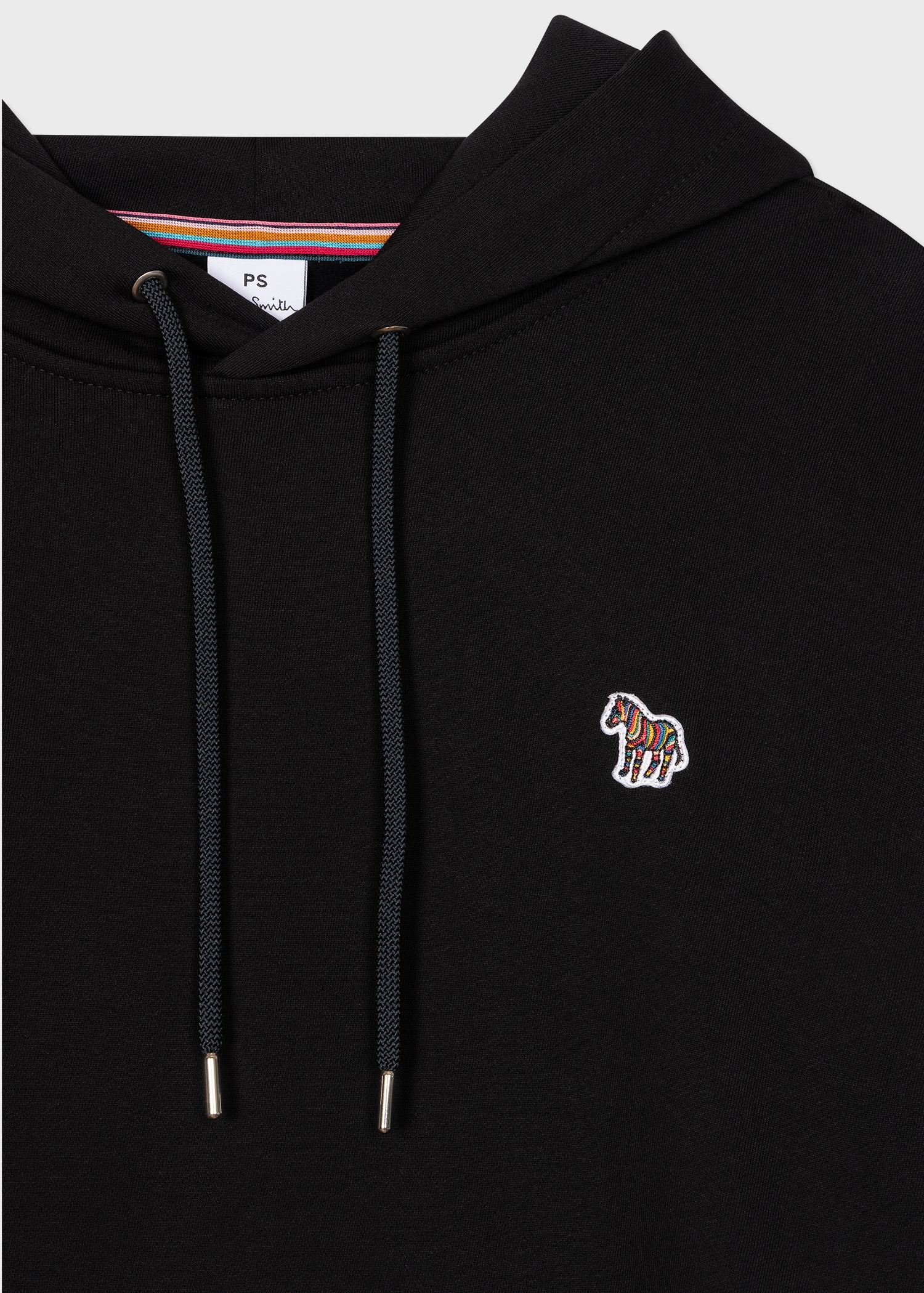 Black Cotton Zebra Logo Hoodie - 2