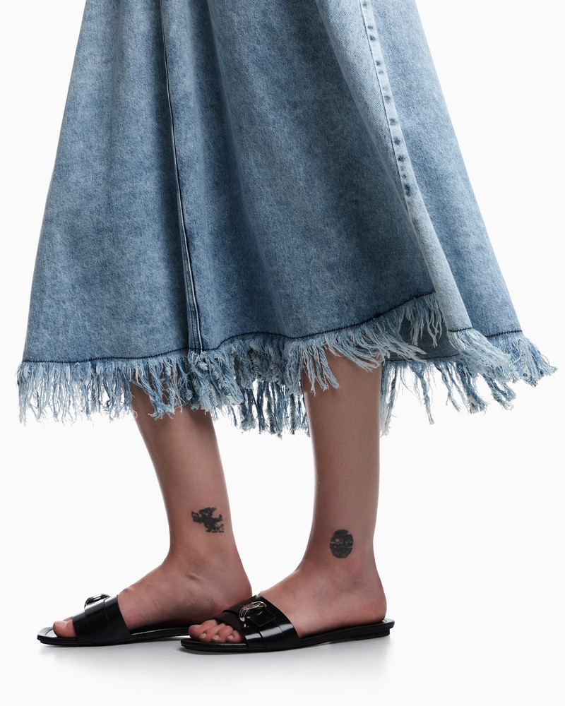 MIDI SKIRT IN VINTAGE-LOOK DENIM WITH FRINGES 5