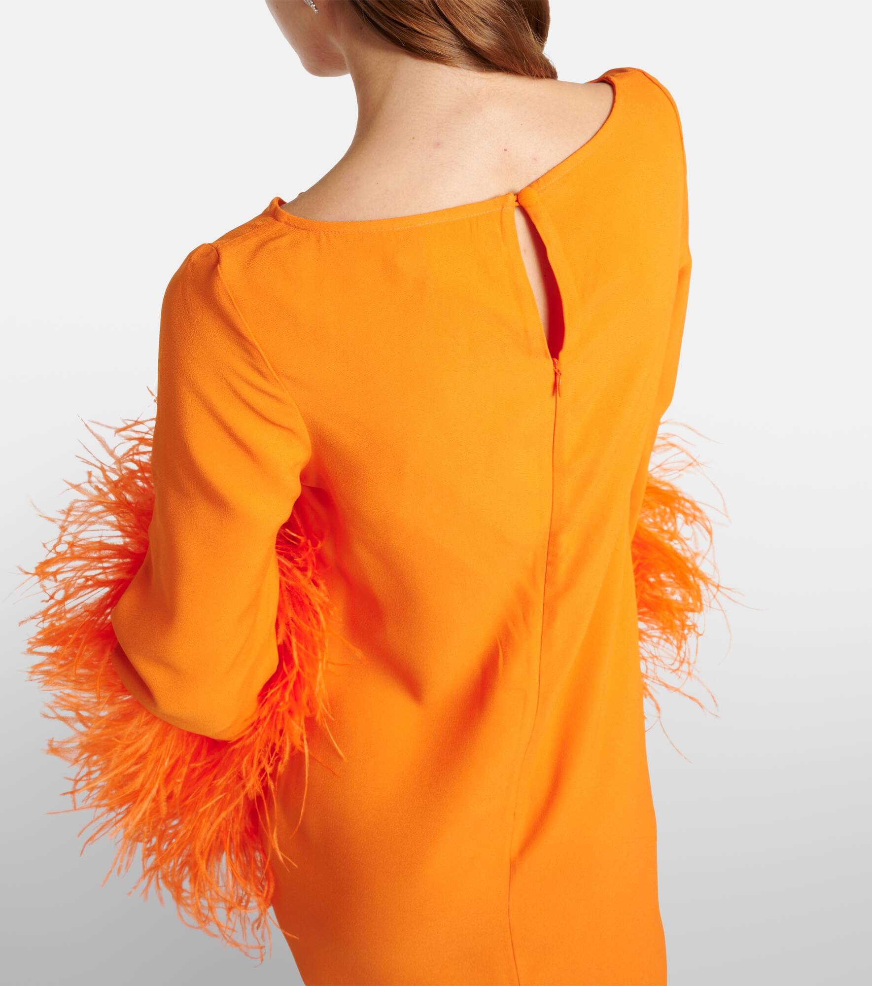 Del Lago feather-trimmed midi dress - 7