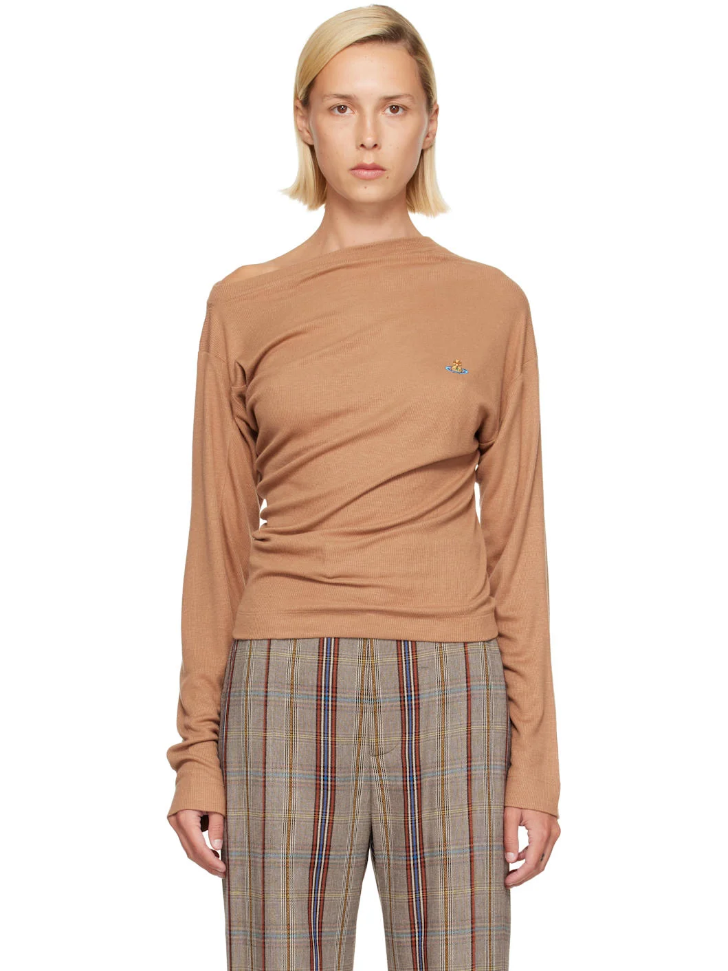 Beige Long Sleeve Hebo T-shirt - 1