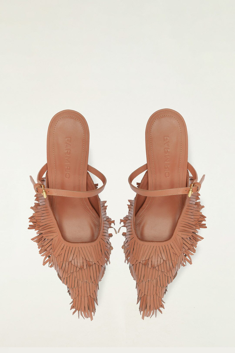 Brown Fringe Heeled Sandal 3