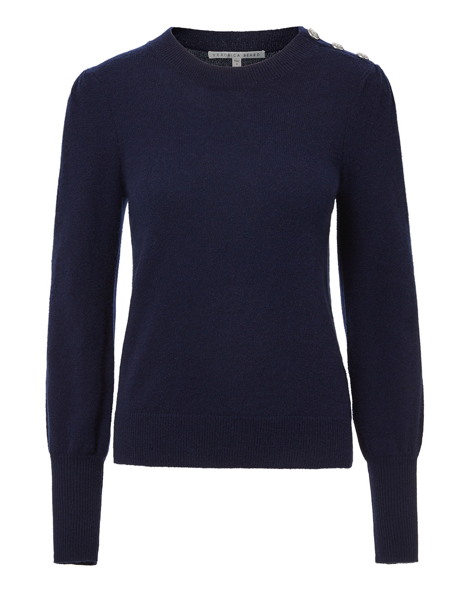 NELIA CASHMERE PULLOVER | BUTTON ACCENT - 1