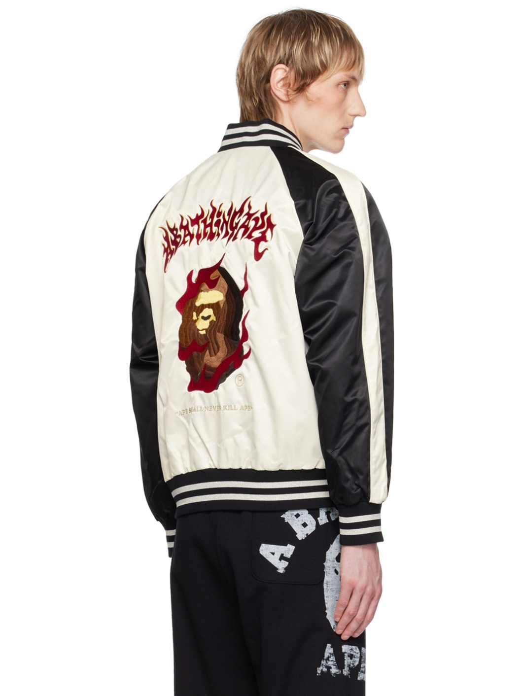 Black & Off-White Reversible Bomber Jacket - 3