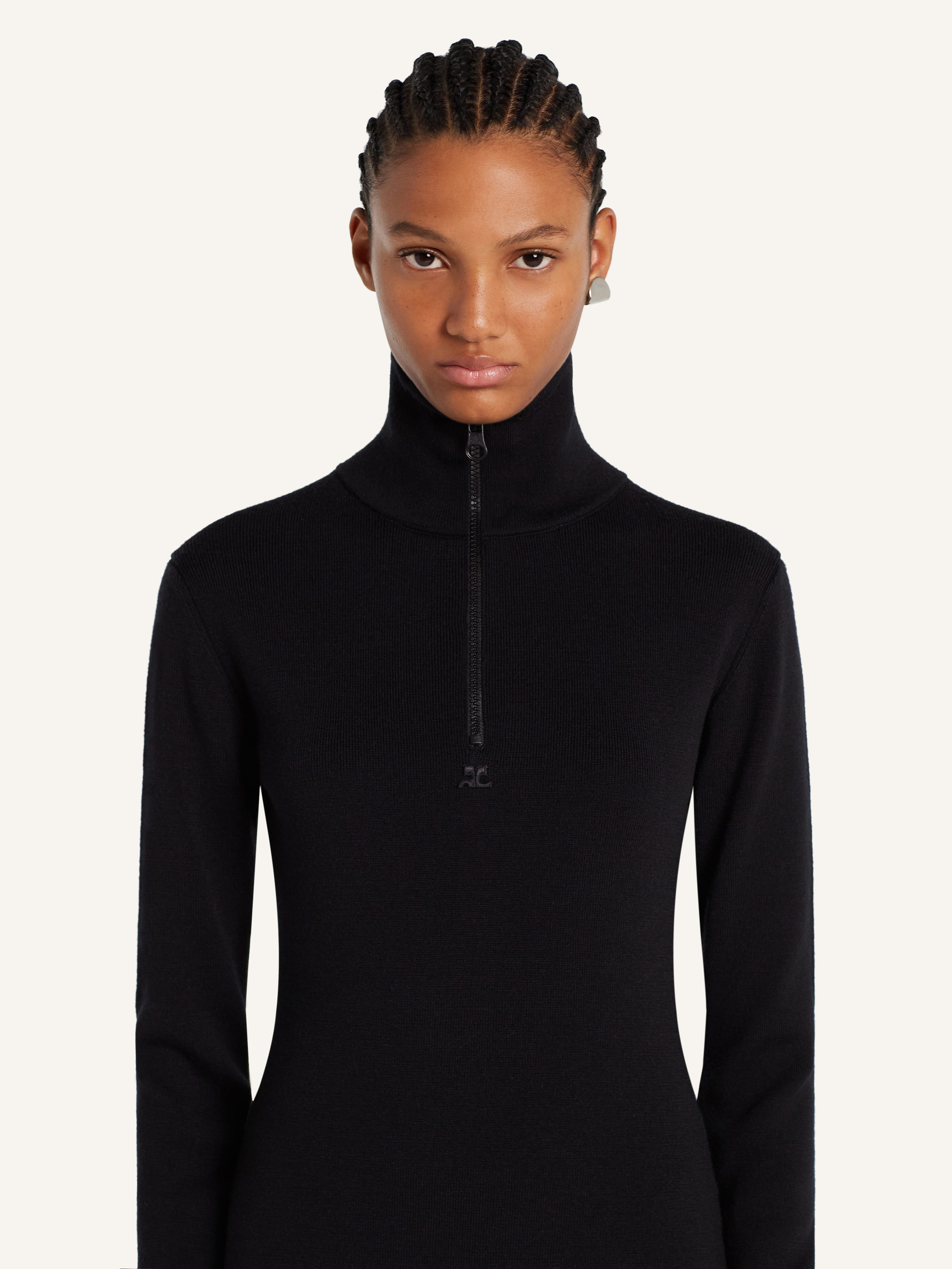 ZIPPED MOCKNECK DRESS - 5