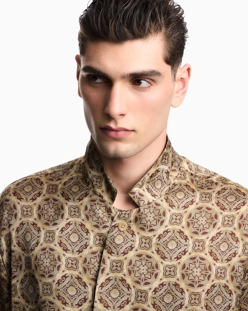 DOUBLE-BREASTED SATIN SHIRT WITH ALL-OVER PRINT 5