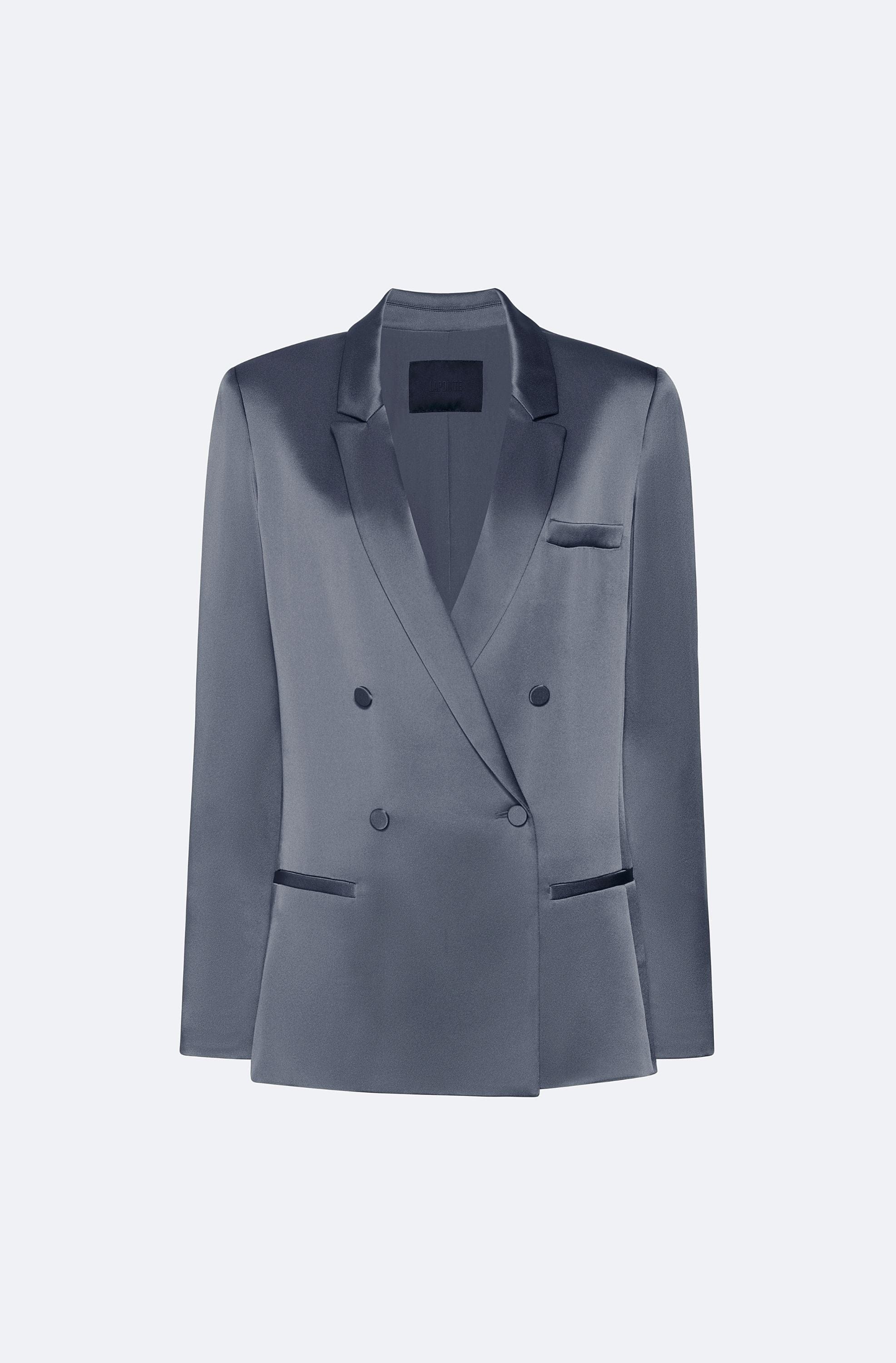 Satin Double Breasted Blazer - 1