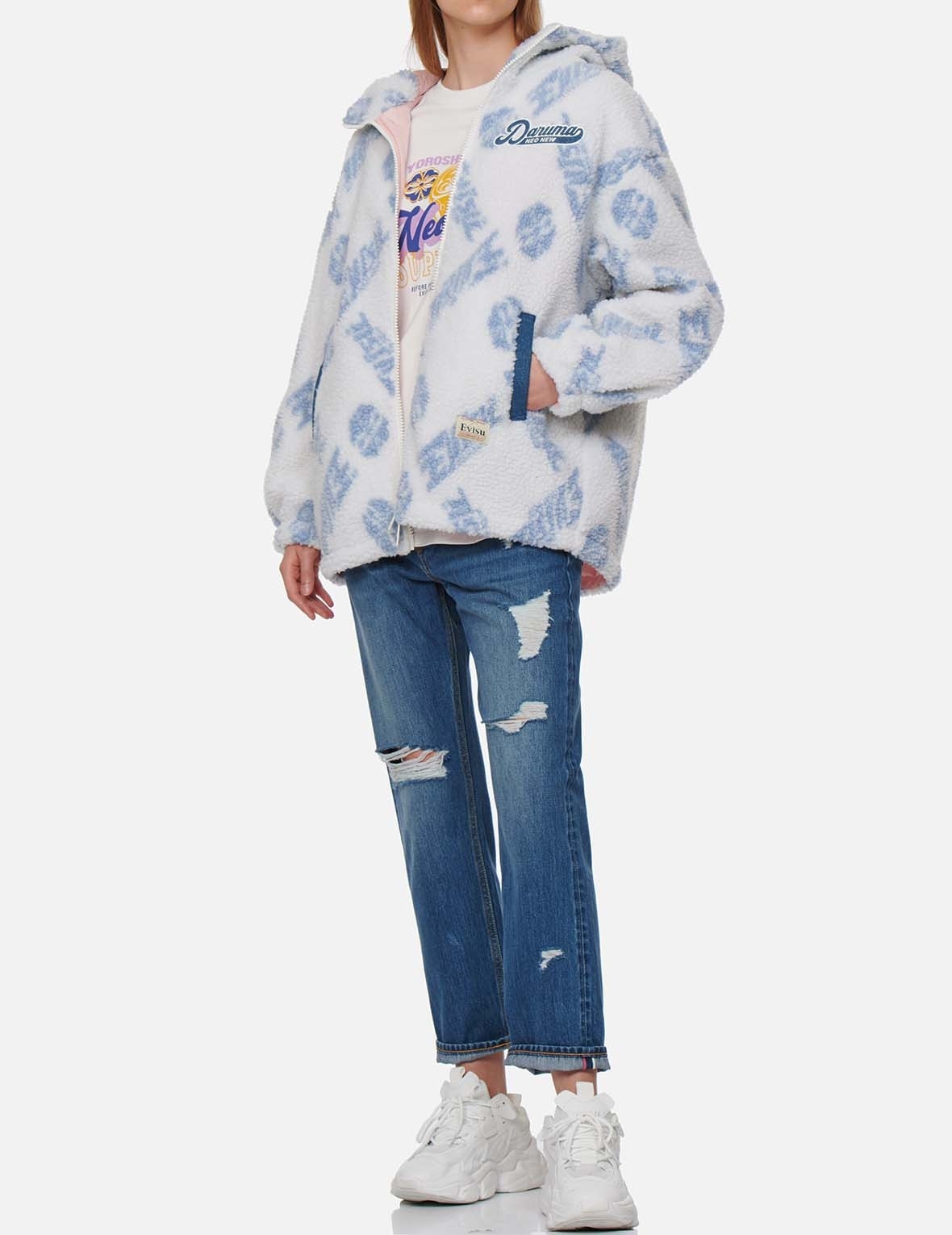 ALLOVER LOGO AND KAMON JACQUARD SHERPA PADDED JACKET - 5