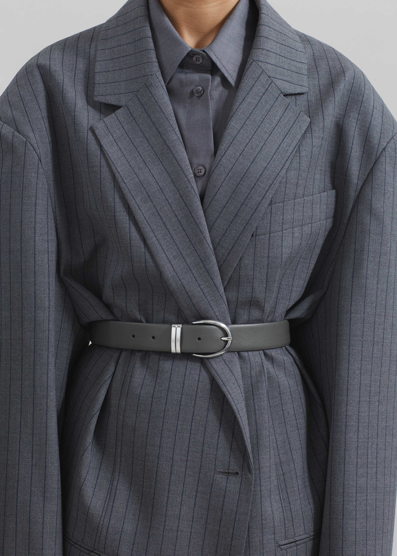 Ora Leather Belt - Grey/Silver 5