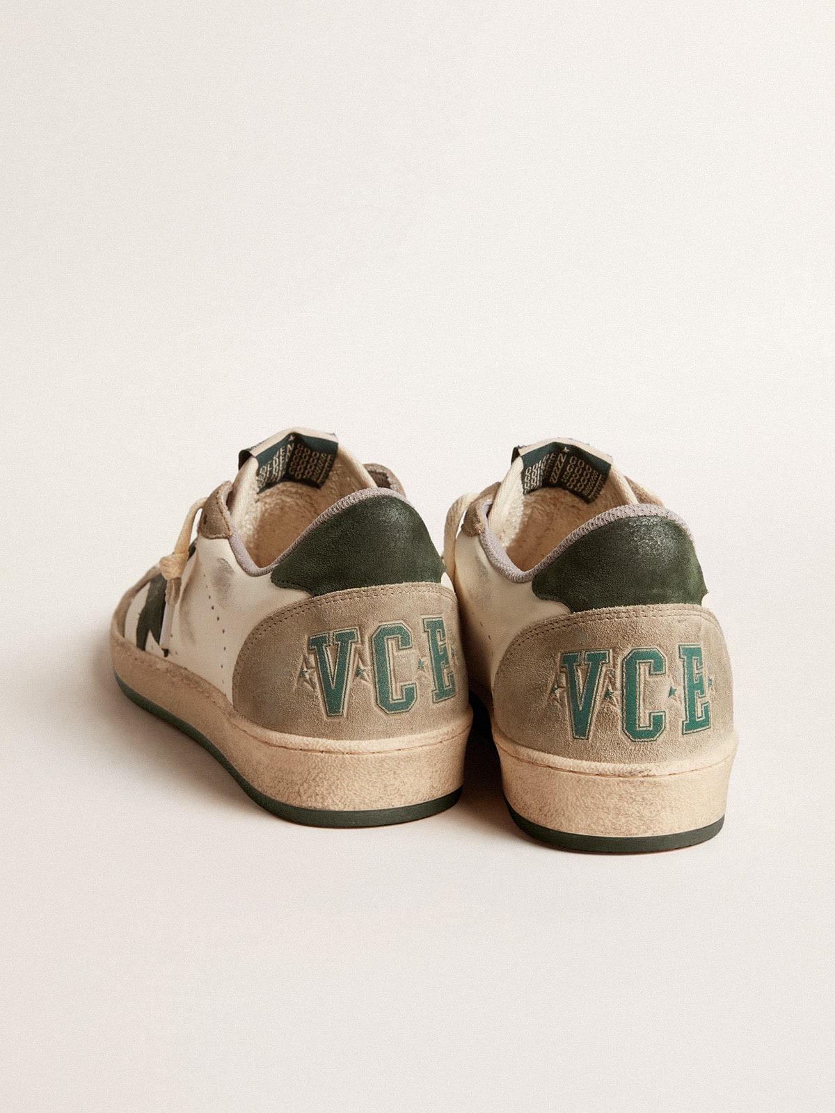 Ball Star LTD in nappa with green star and dove-gray suede inserts - 4