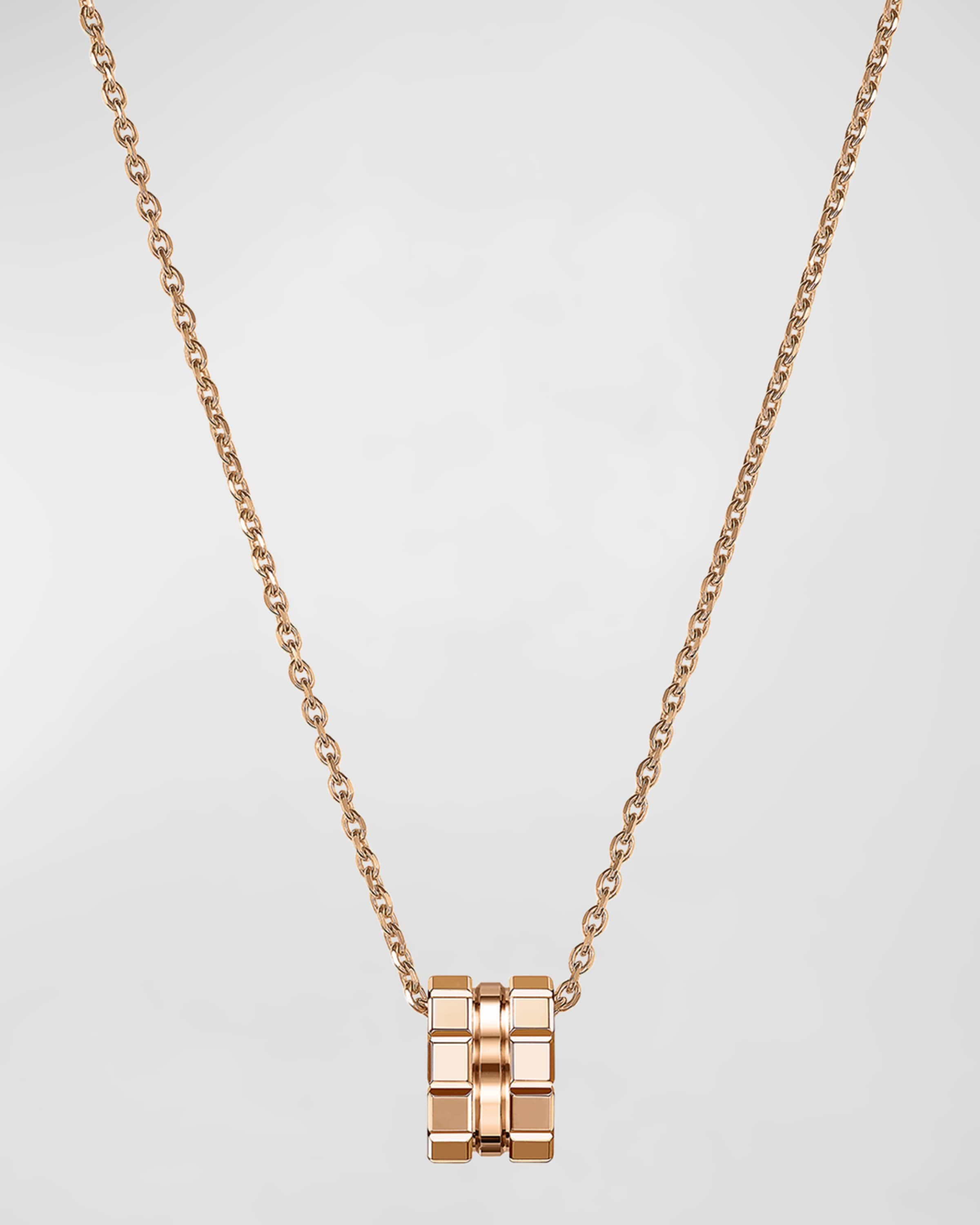 Ice Cube 18K Rose Gold Large Pendant Necklace - 1