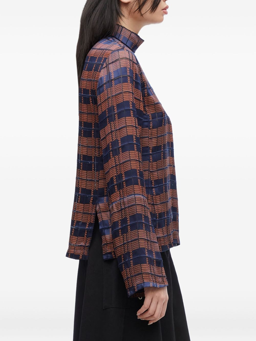 Hester plaid high-neck blouse - 4