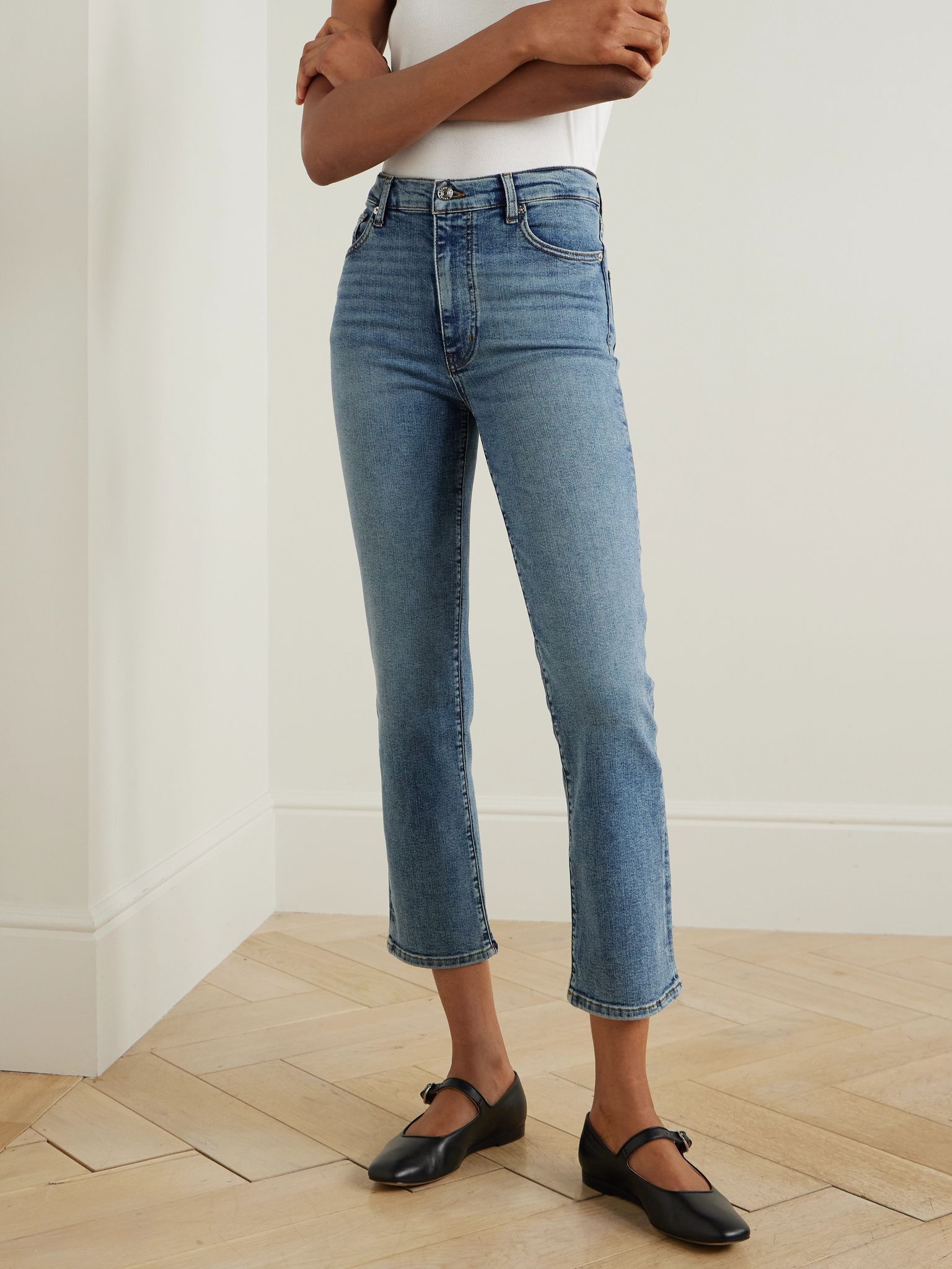 Le Sleek high-rise straight-leg jeans Mid denim - 3