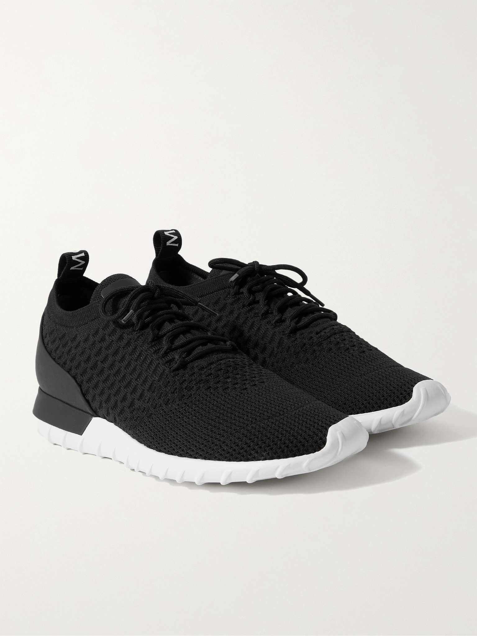 Emilien Leather-Trimmed Stretch-Knit Sneakers - 4