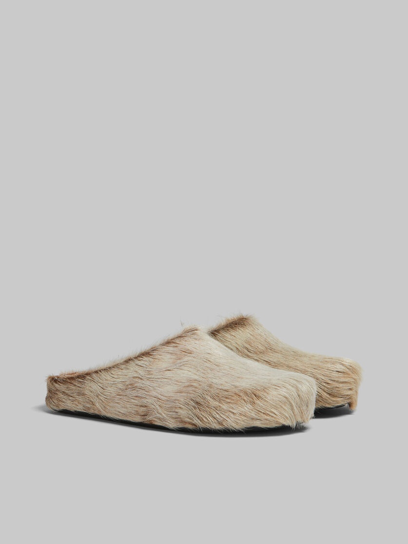 BEIGE LONG HAIR CALFSKIN FUSSBETT SABOT - 2