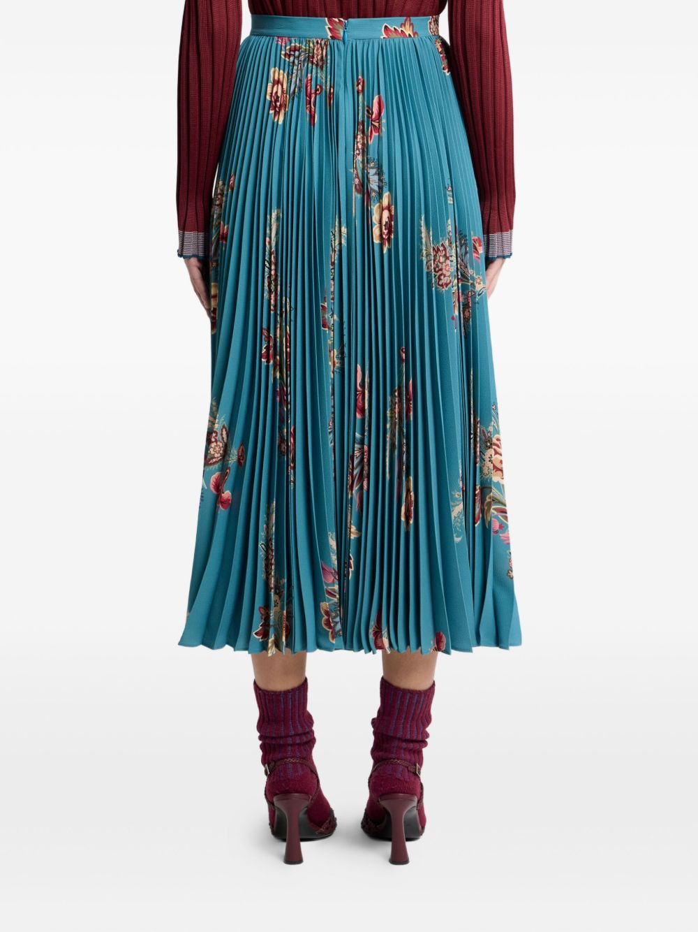 pleated floral-print midi skirt - 4