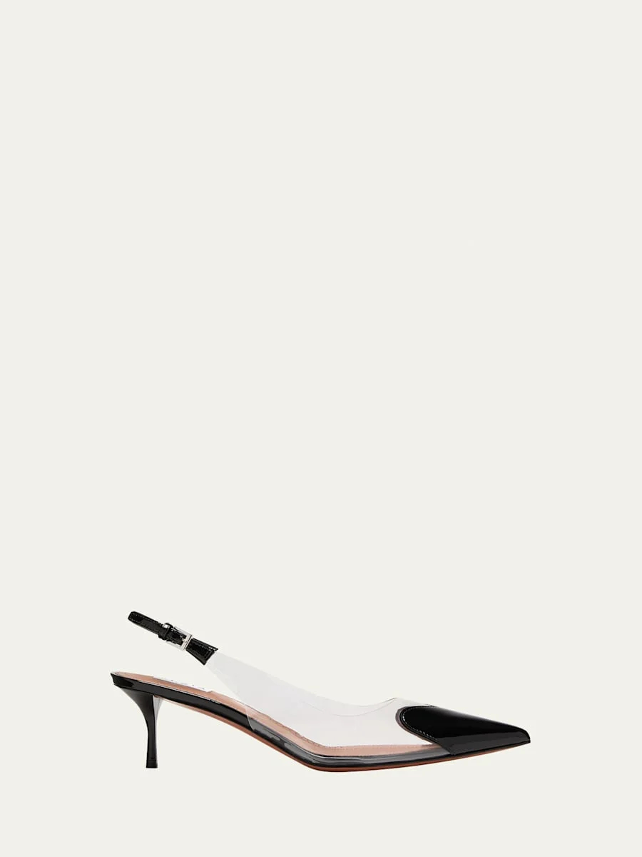 Plexi Heart-Toe Slingback Pumps - 1