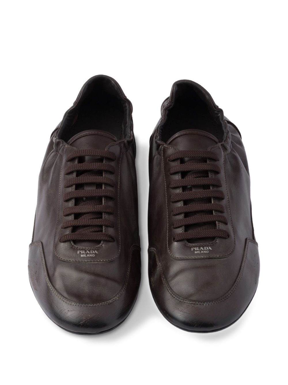 Collapse leather lace-up sneakers - 4