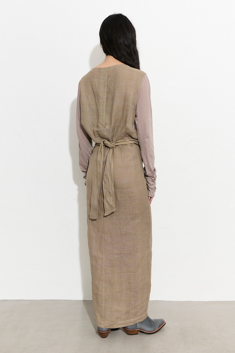 Twisted Dress Vacay Check Gauze Linen 5