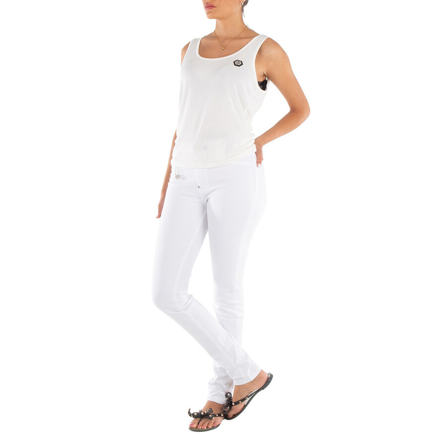 Philipp Plein White High-Waist Cotton Jeggings - 6