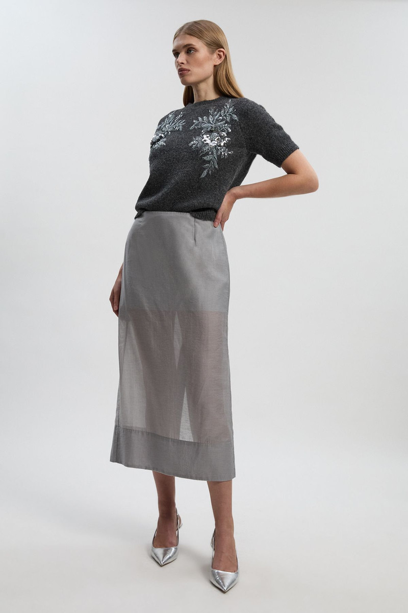 Archive- Sheer Organdie Woven Midi Skirt 1