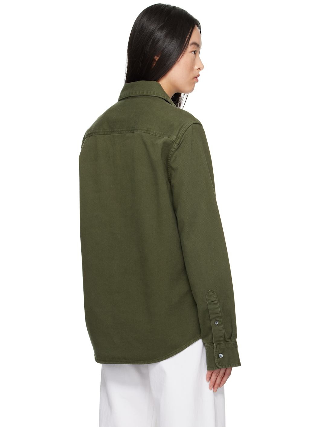 Khaki Cotton Button-Down Ami de Coeur Shirt - 3