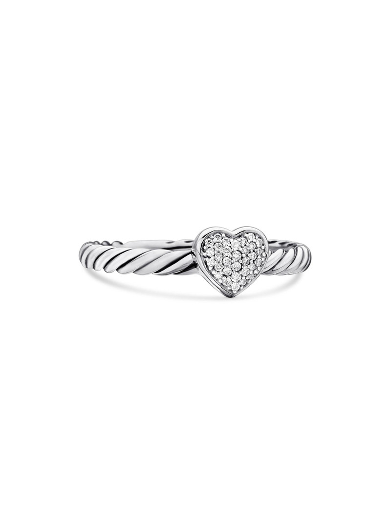 Women's Cable Collectibles Heart Stack Ring in Sterling Silver - Diamond 1