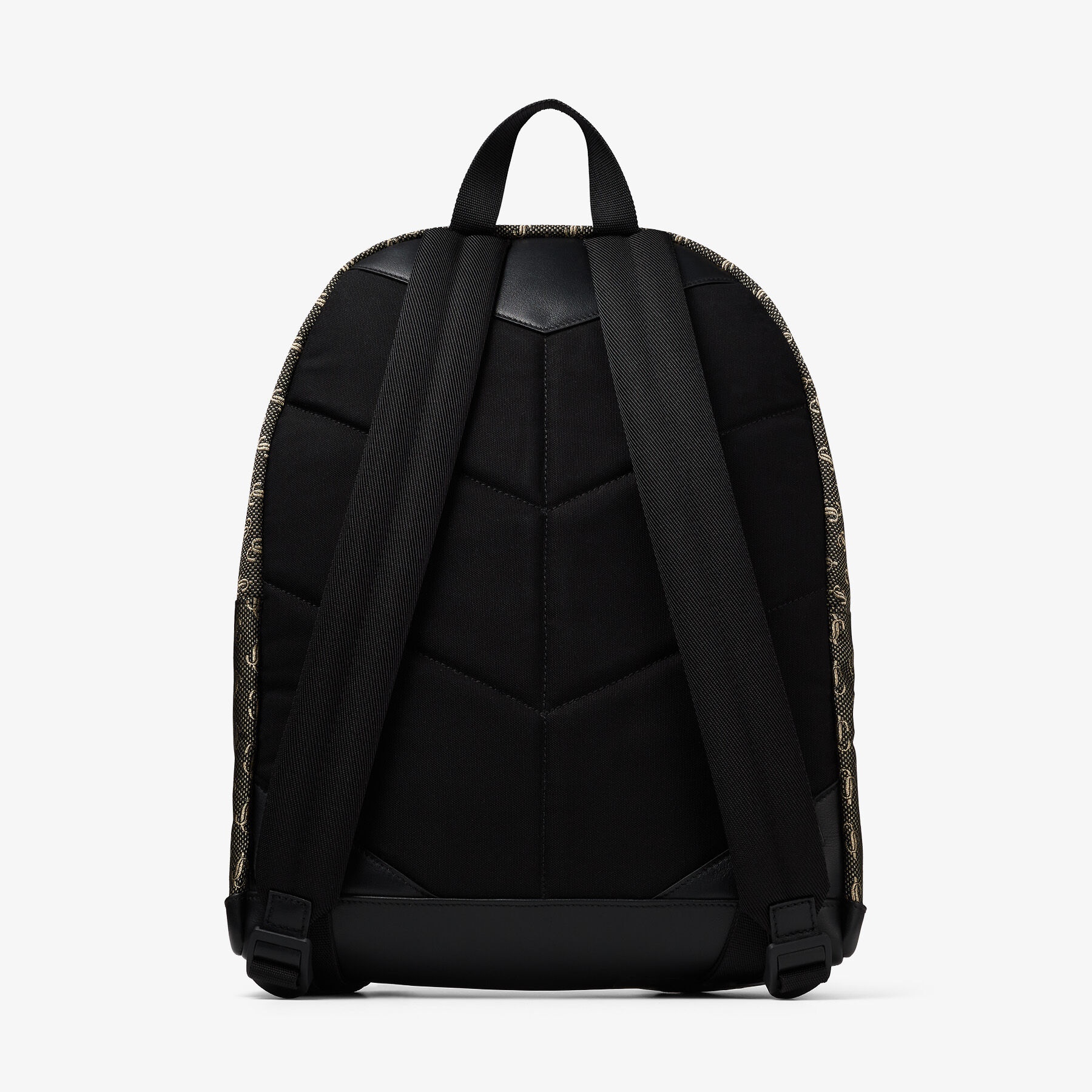 Wilmer
Black and Gold JC Monogram Jacquard Lurex and Soft Shiny Calf Leather Backpack - 5