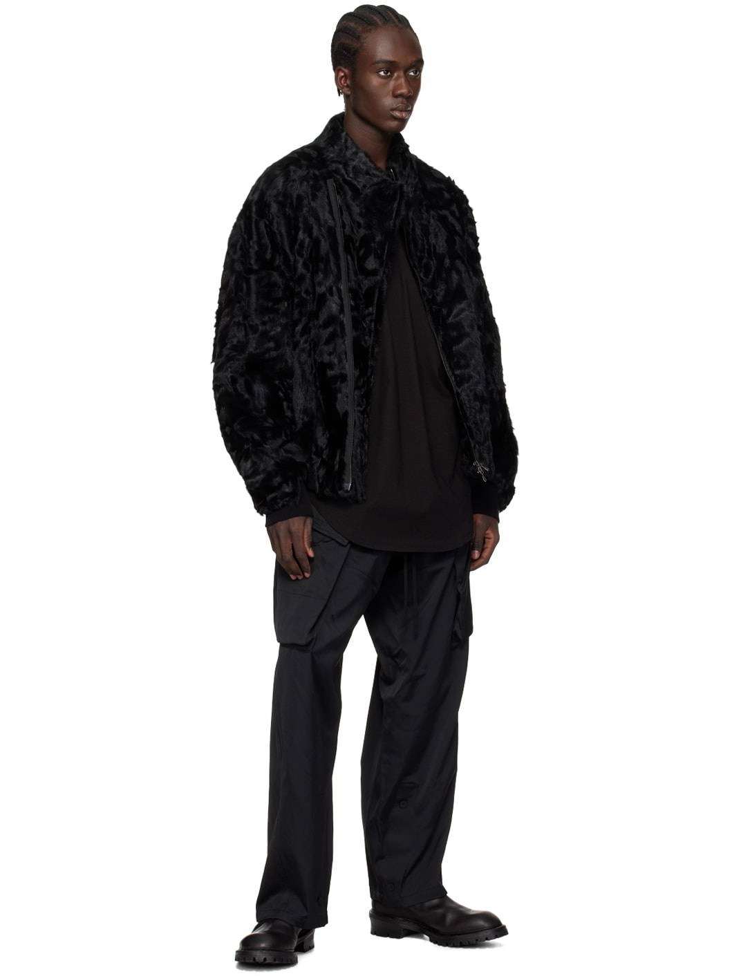 Black Wide Cargo Pants - 4