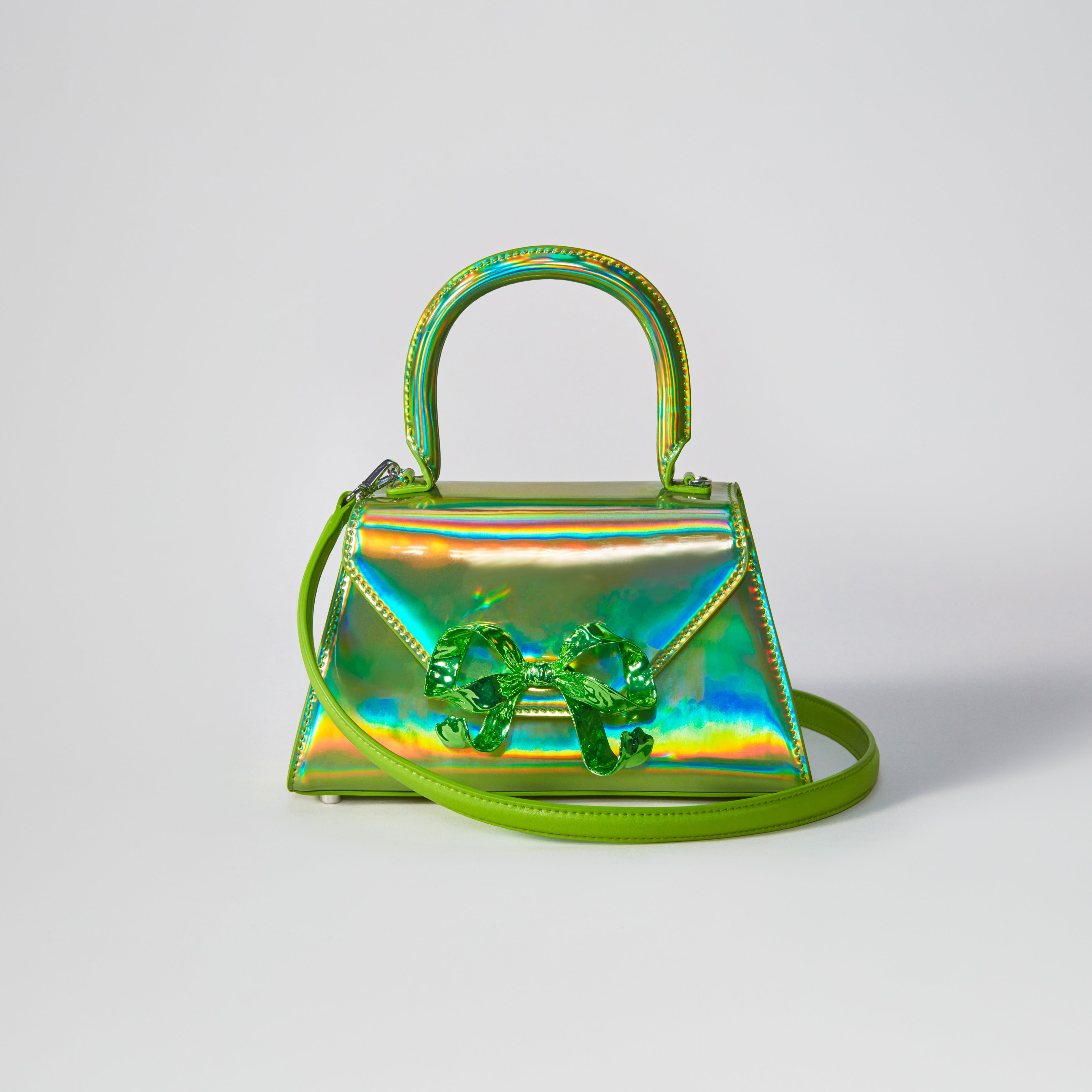Lime Metallic Bow Envelope Mini Bag - 5