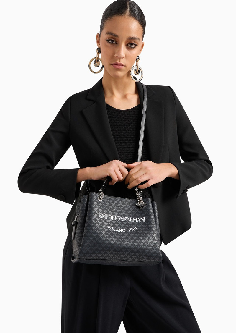 All-over eagle handbag with Milano 1981 logo print 7