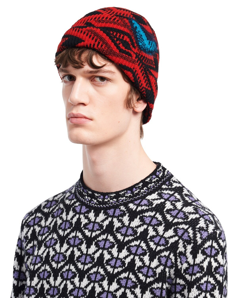 Prada Wool and cashmere jacquard beanie outlook
