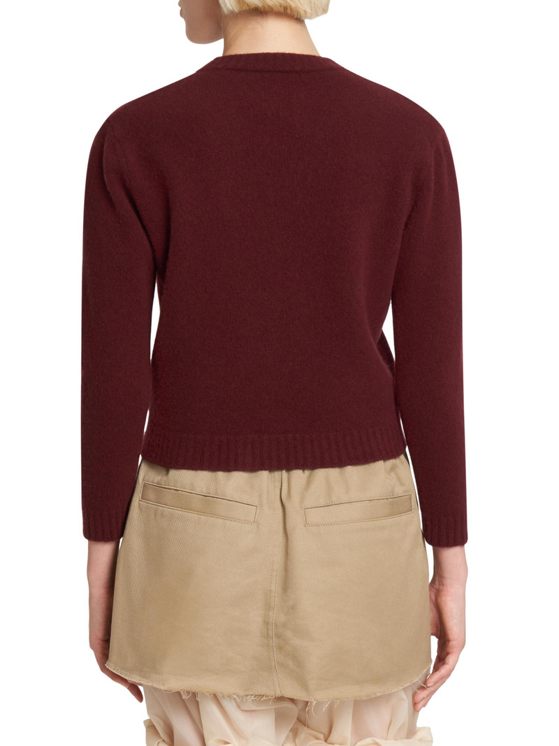Women's Wool V-Neck Cardigan - Bordeaux 5