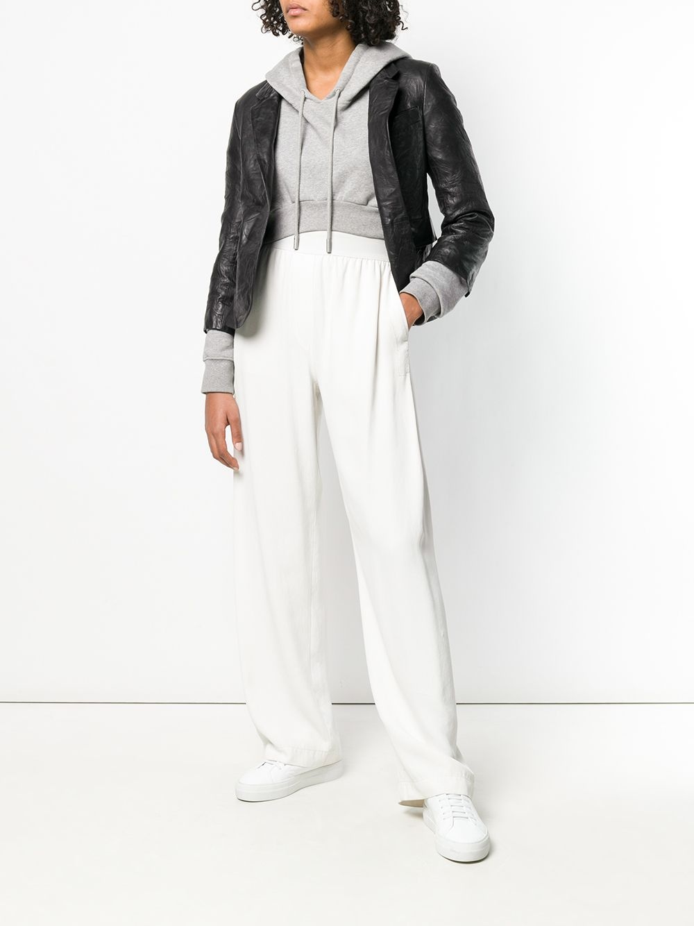 creased effect leather jacket - 2