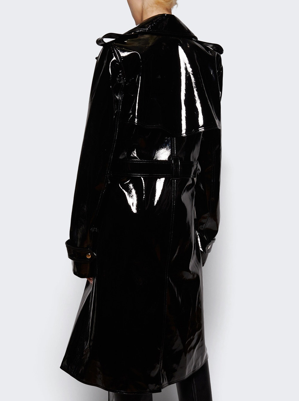 Leather Trench Coat Black - 4