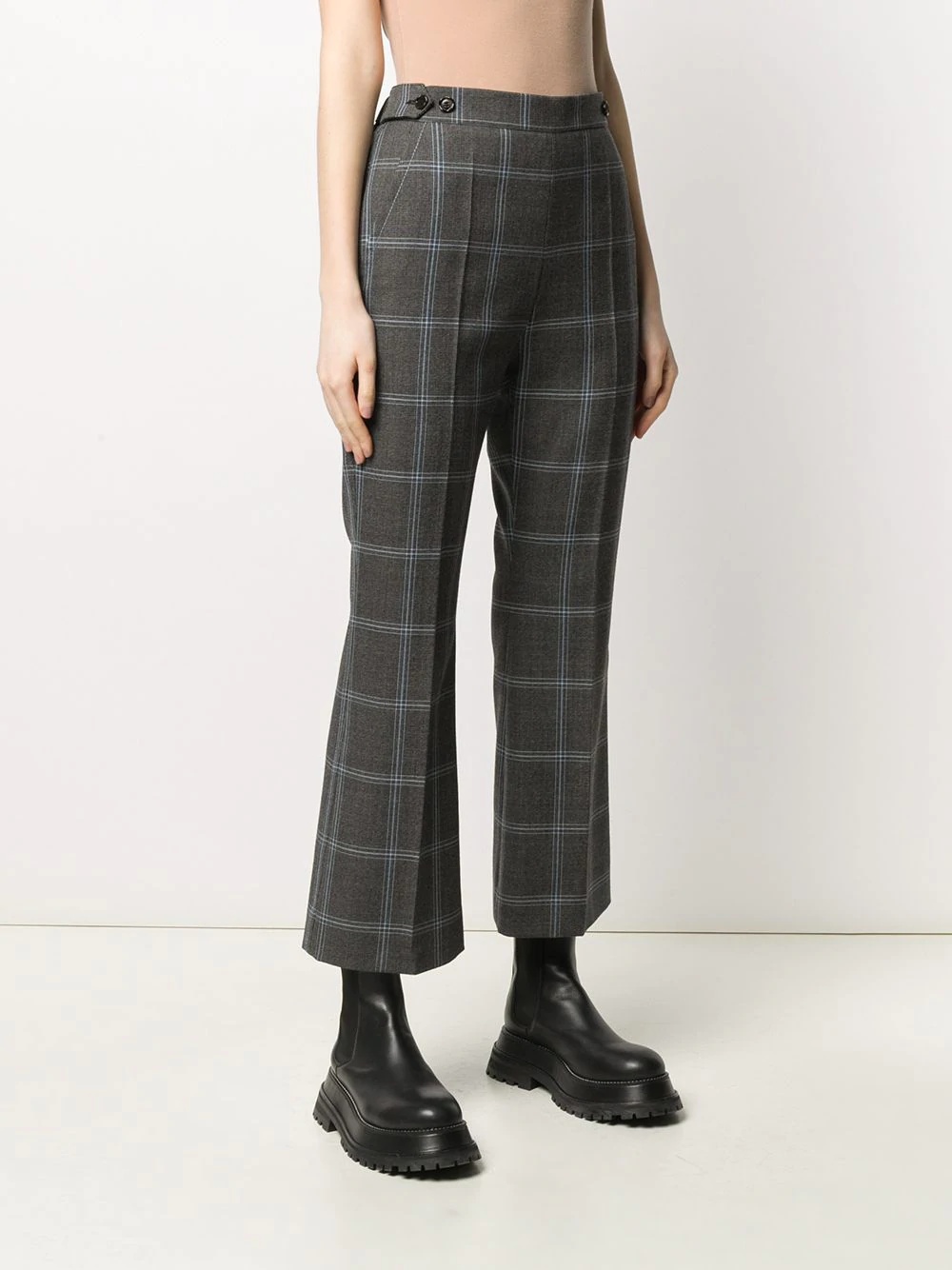 checkered cropped flared trousers - 3