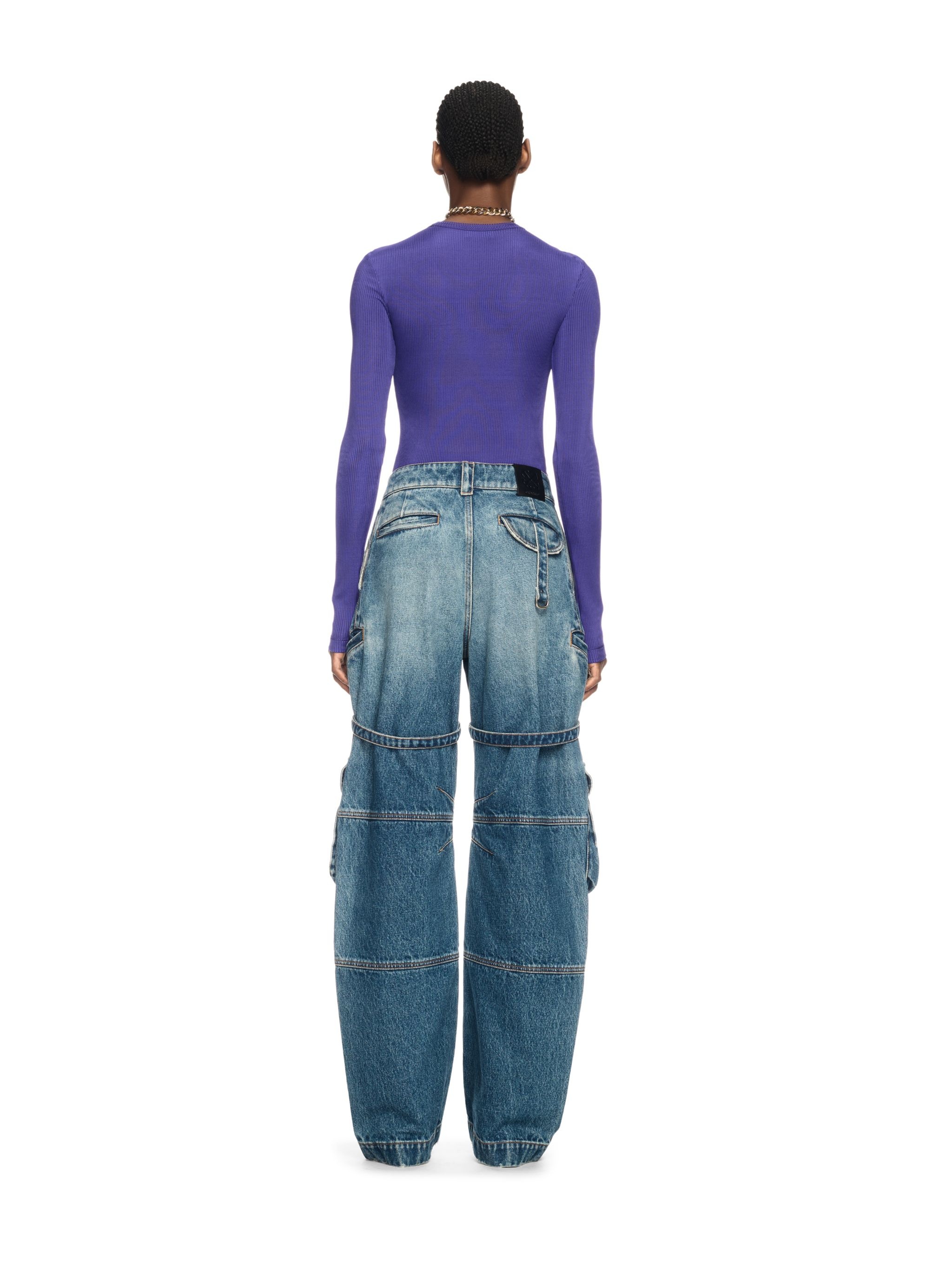 Violet Ribbed Long-sleeved Top - 4