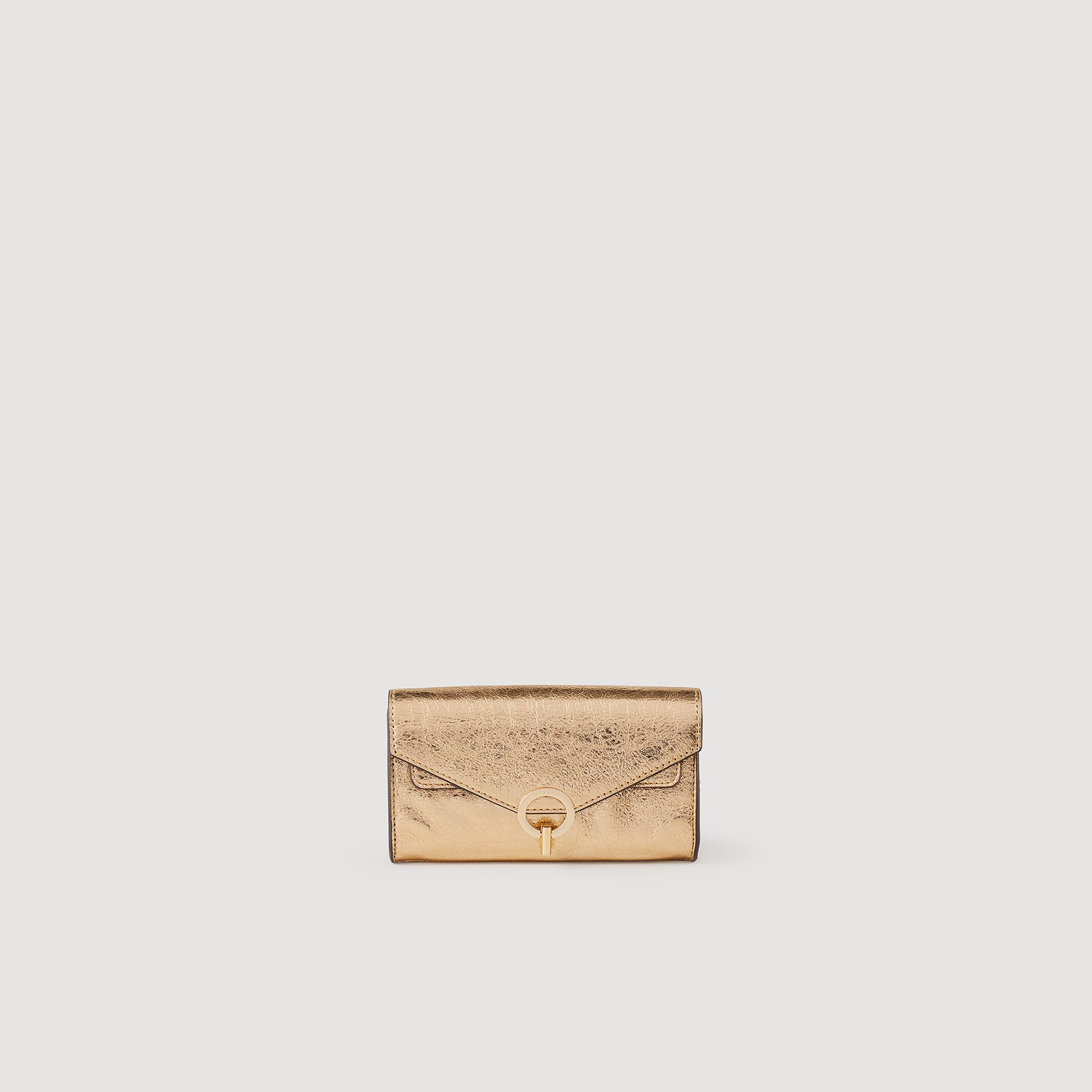 Gold leather clutch bag - 3